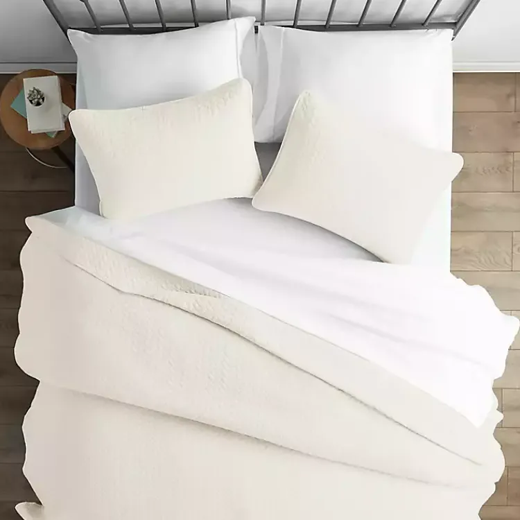 Bedspreads & Coverlets-Kirklands Home Herringbone Quilted 2-pc. Twin Coverlet Set Ivory