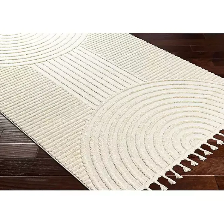 Area Rugs-Kirklands Home Geometric Lines Tassel Area Rug, 5x7 Ivory