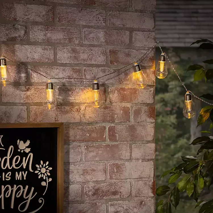 Outdoor Lighting-Kirklands Home Glass Bulb Solar Outdoor String Lights Silver