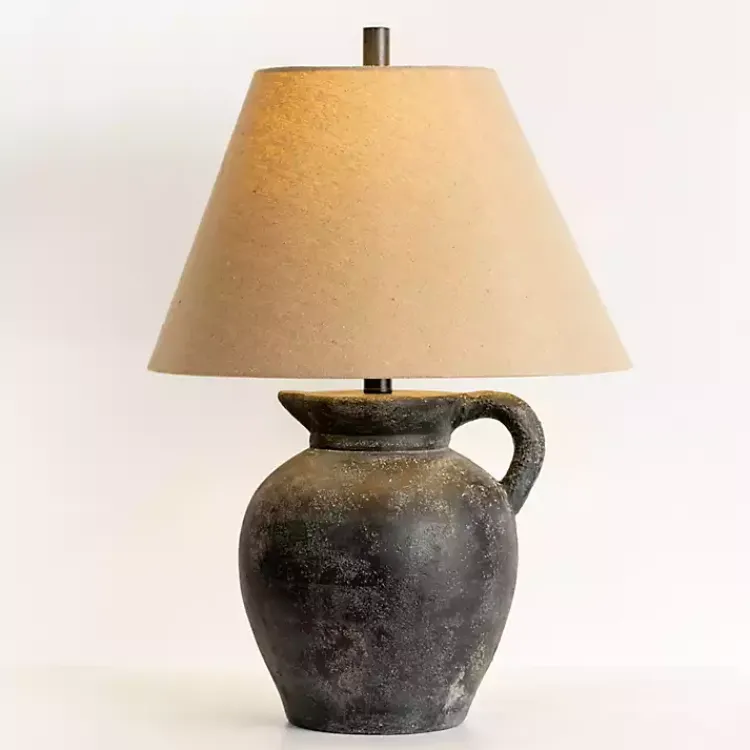 Table Lamps-Kirklands Home Charcoal Vase Table Lamp Tan