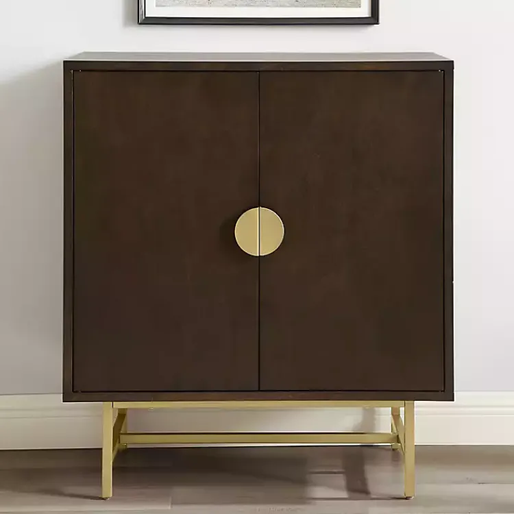 Cabinets & Sideboards-Kirklands Home Brielle Golden Circle Wine Cabinet Brown