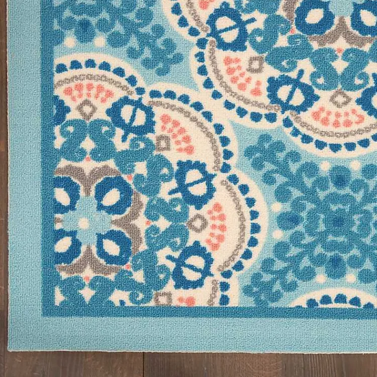 Outdoor Rugs-Kirklands Home Cerulean Medallion Outdoor Area Rug, 5x7
