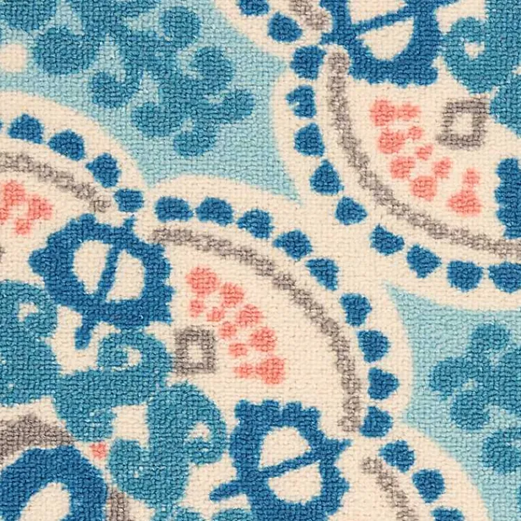 Outdoor Rugs-Kirklands Home Cerulean Medallion Outdoor Area Rug, 5x7