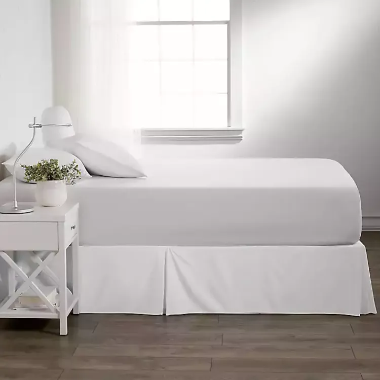 Bedding Essentials-Kirklands Home Pleated Microfiber Twin Bed Skirt White
