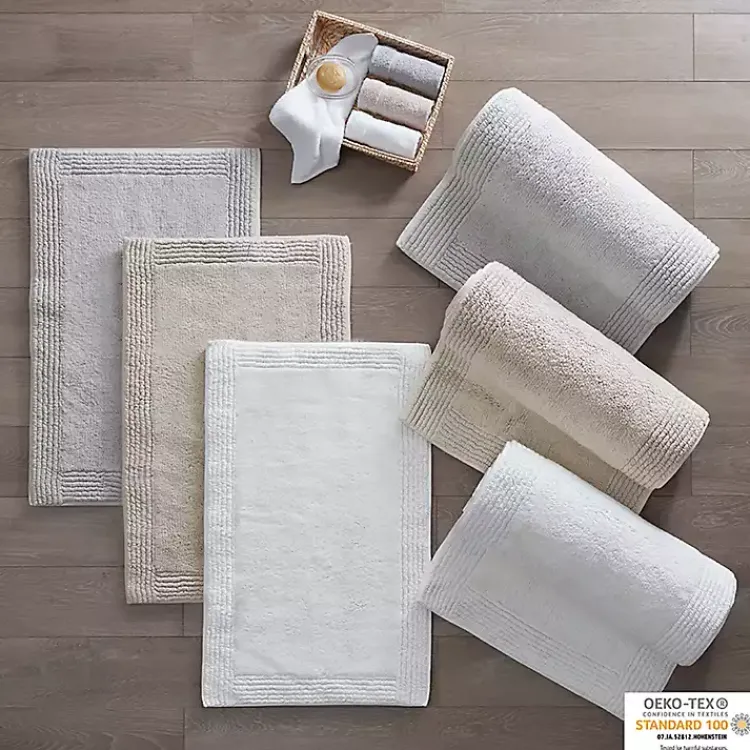 Bathroom Rugs-Kirklands Home Taupe Tufted Reversible Cotton Bath Mat, 72 in. Tan