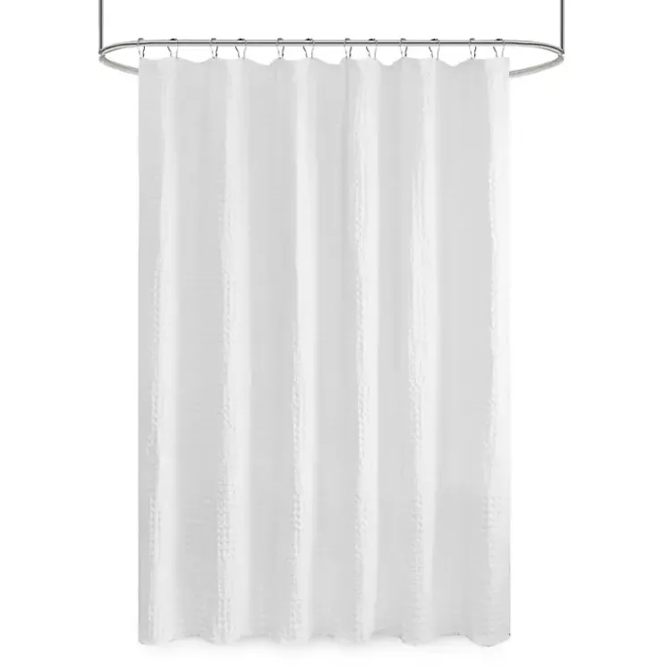 Shower Curtains-Kirklands Home Waffle Cotton Shower Curtain White
