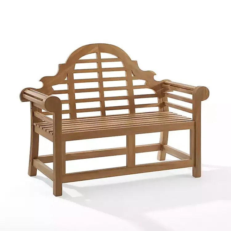 Outdoor Seating-Kirklands Home Arched Teakwood Slatted Outdoor Bench Tan