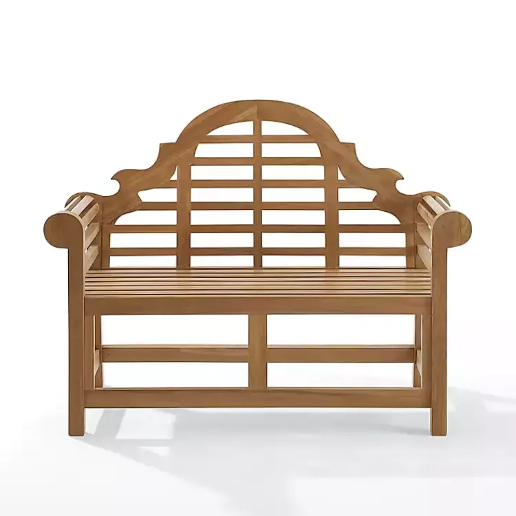 Outdoor Seating-Kirklands Home Arched Teakwood Slatted Outdoor Bench Tan