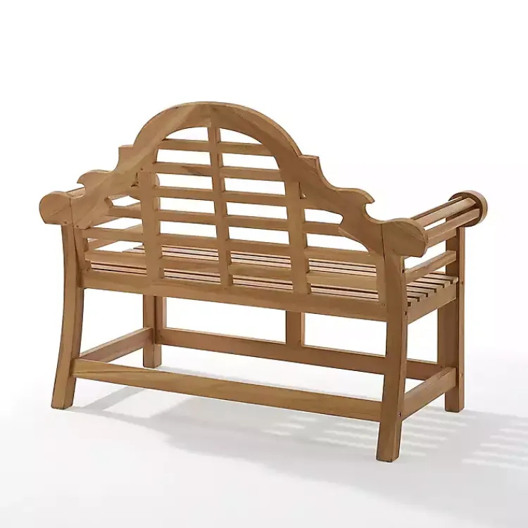 Outdoor Seating-Kirklands Home Arched Teakwood Slatted Outdoor Bench Tan