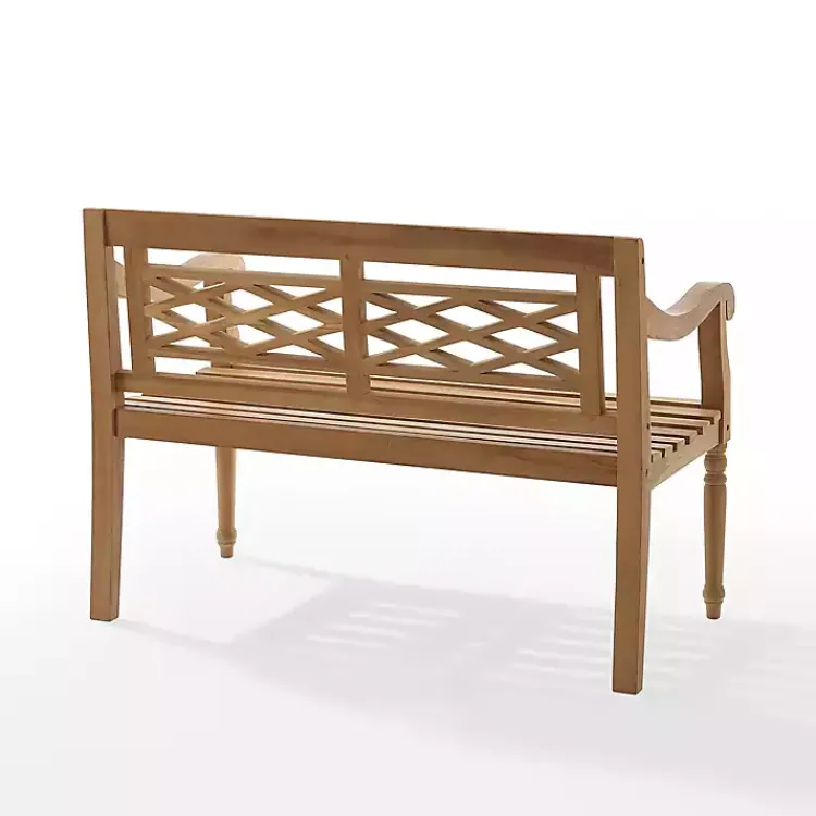 Outdoor Seating-Kirklands Home Lattice Teakwood Slatted Outdoor Bench Tan