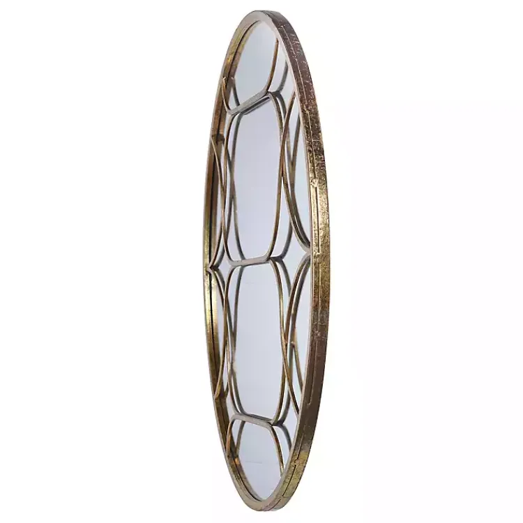 Decorative Mirrors-Kirklands Home Gold Circular Inset Round Wall Mirror