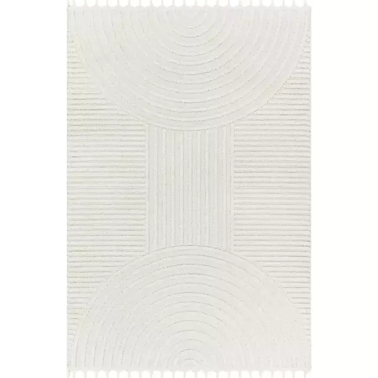 Area Rugs-Kirklands Home Geometric Lines Tassel Area Rug, 6x9 Ivory