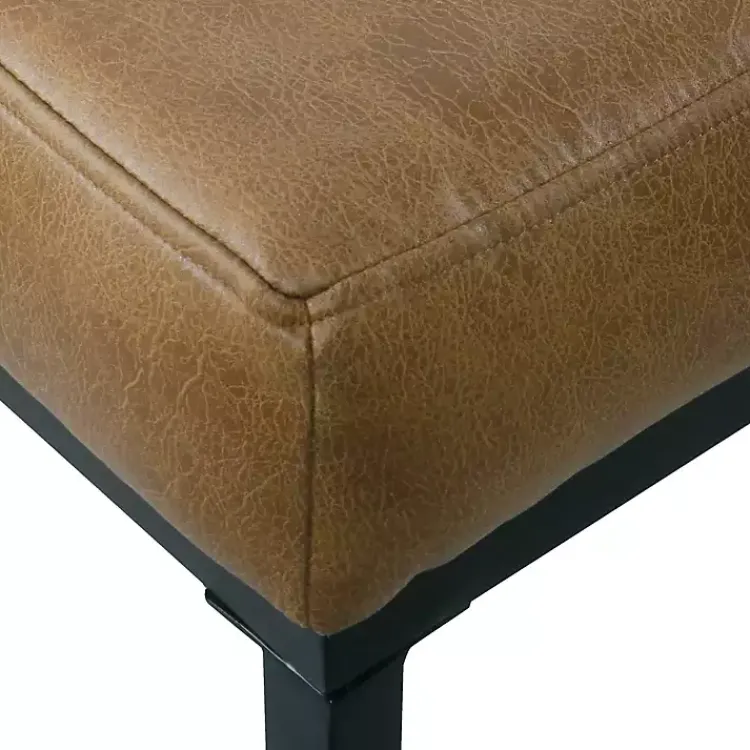 Benches & Ottomans-Kirklands Home Faux Leather Tufted Button Bench Brown