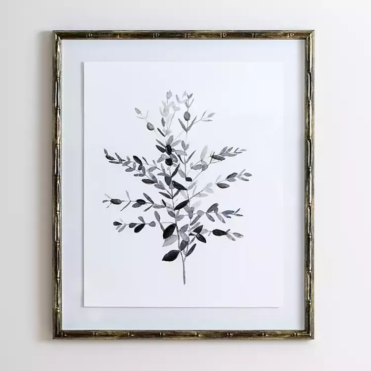 Framed Art-Kirklands Home Greige Leaves II Bamboo Frame Art Print