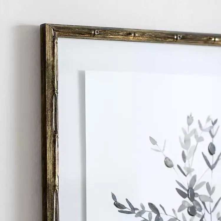Framed Art-Kirklands Home Greige Leaves II Bamboo Frame Art Print