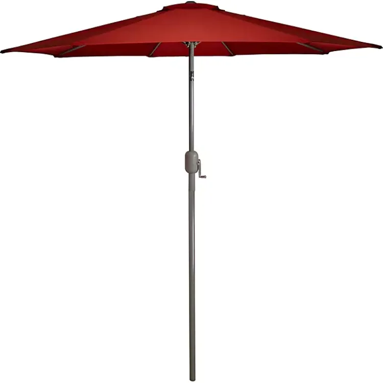 Outdoor Accent Furniture-Kirklands Home Terracotta 8 ft. Hand Crank Tilt Umbrella Red