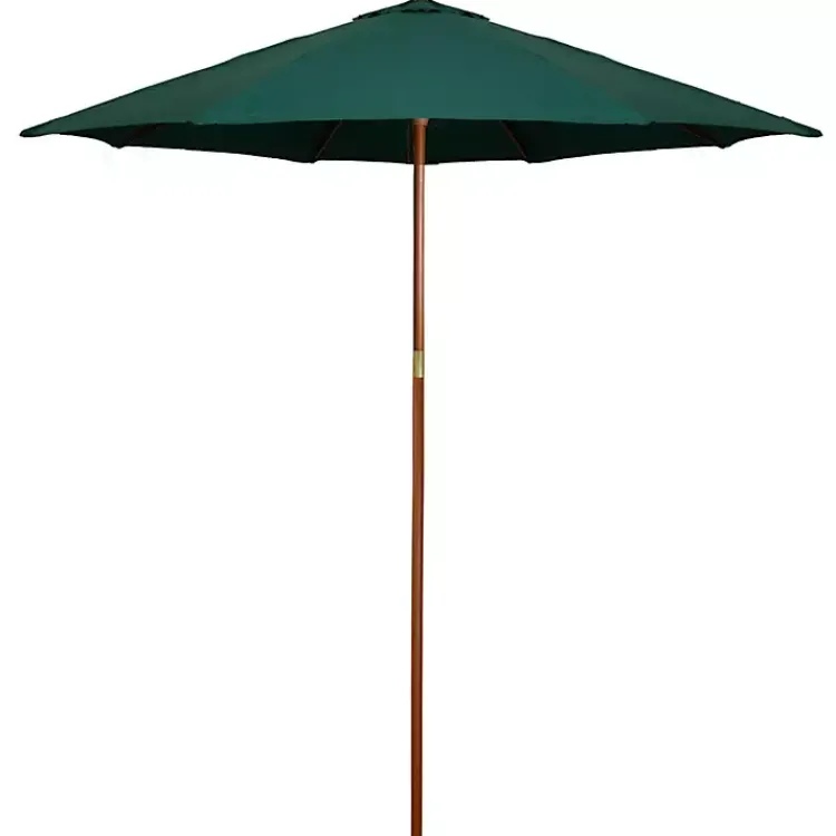 Outdoor Accent Furniture-Kirklands Home Hunter 8 ft. Wooden Pulley Umbrella Green
