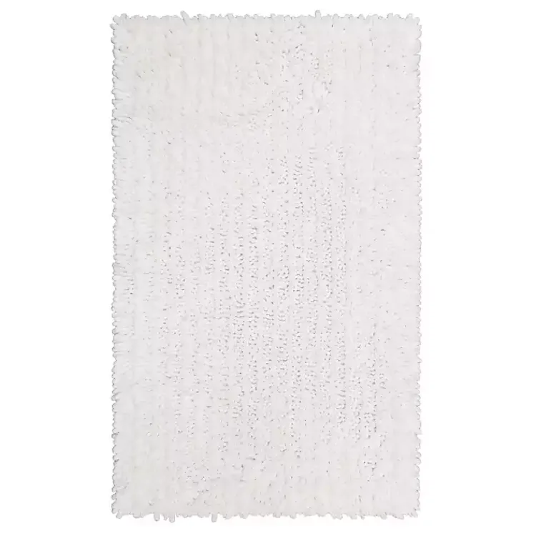 Bathroom Rugs-Kirklands Home Arctic Lofty Pile Chenille Bath Mat, 60 in. White