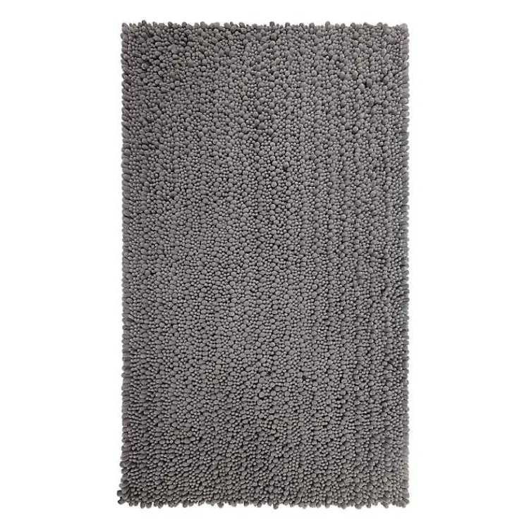 Bathroom Rugs-Kirklands Home Stone Lofty Pile Chenille Bath Mat, 34 in. Gray