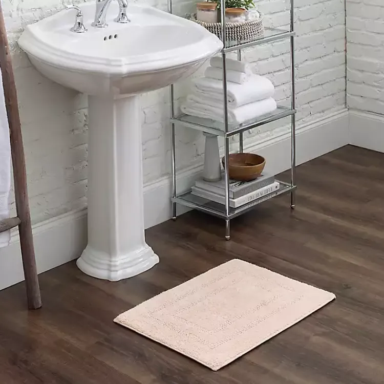 Bathroom Rugs-Kirklands Home Blush Reversible Cotton Bath Mat, 34 in. Pink