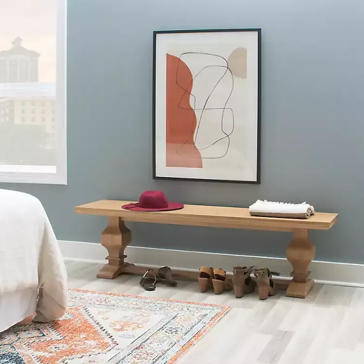 Benches & Ottomans-Kirklands Home Natural Pine Wood Knotted Column Bench Tan