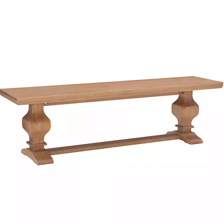 Benches & Ottomans-Kirklands Home Natural Pine Wood Knotted Column Bench Tan