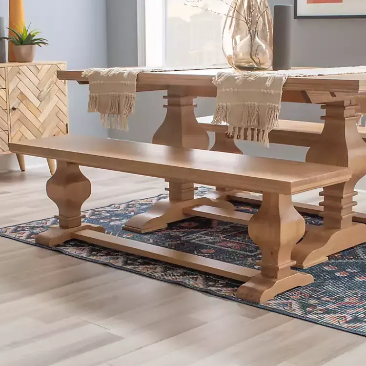 Benches & Ottomans-Kirklands Home Natural Pine Wood Knotted Column Bench Tan