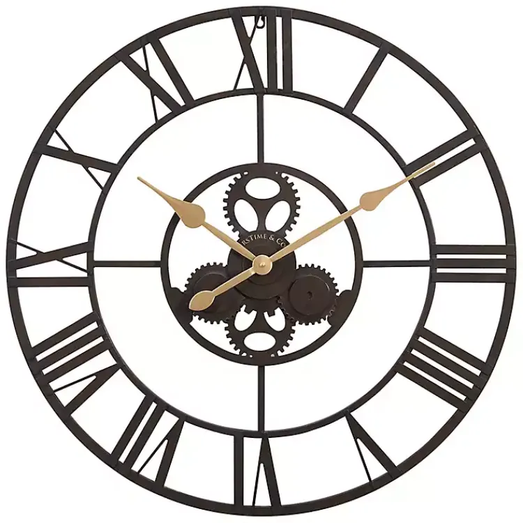 Clocks-Kirklands Home Dark Brown Rutherford Gears Wall Clock