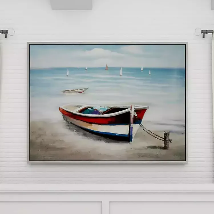 Framed Art-Kirklands Home Resting Rowboat Framed Canvas Art Print