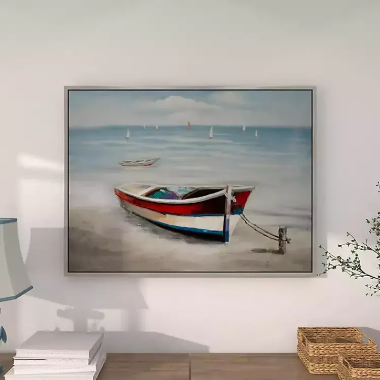 Framed Art-Kirklands Home Resting Rowboat Framed Canvas Art Print