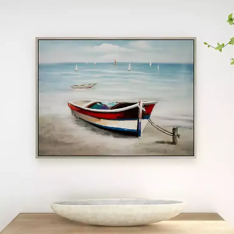 Framed Art-Kirklands Home Resting Rowboat Framed Canvas Art Print