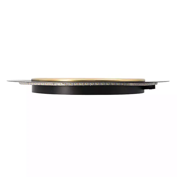 Decorative Mirrors-Kirklands Home Drew II Black and Gold Round LED Mirror