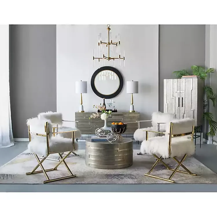 Decorative Mirrors-Kirklands Home Drew II Black and Gold Round LED Mirror