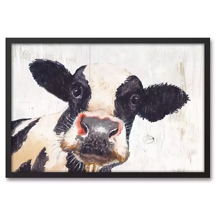 Framed Art-Kirklands Home Neutral Staring Cow Framed Canvas Art Print