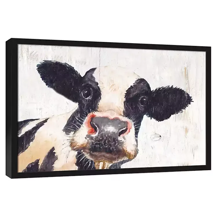 Framed Art-Kirklands Home Neutral Staring Cow Framed Canvas Art Print