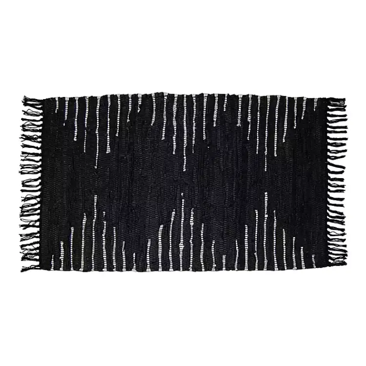 Accent Rugs-Kirklands Home Black Artisanal Leather Diamond Scatter Rug