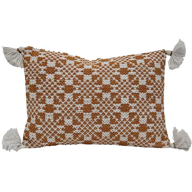 Outdoor Cushions & Pillows-Kirklands Home Rustic Cross Stitch Outdoor Lumbar Pillow