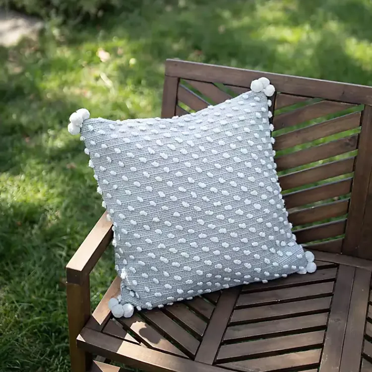 Outdoor Cushions & Pillows-Kirklands Home Woven Knots Outdoor Pillow Gray