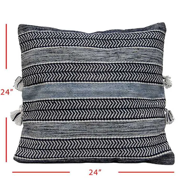 Outdoor Cushions & Pillows-Kirklands Home Chevron Woven Outdoor Pillow Blue