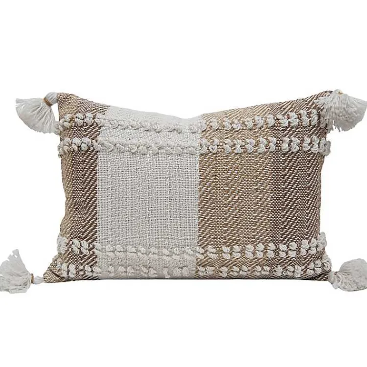 Outdoor Cushions & Pillows-Kirklands Home Neutral Colorblock Outdoor Lumbar Pillow