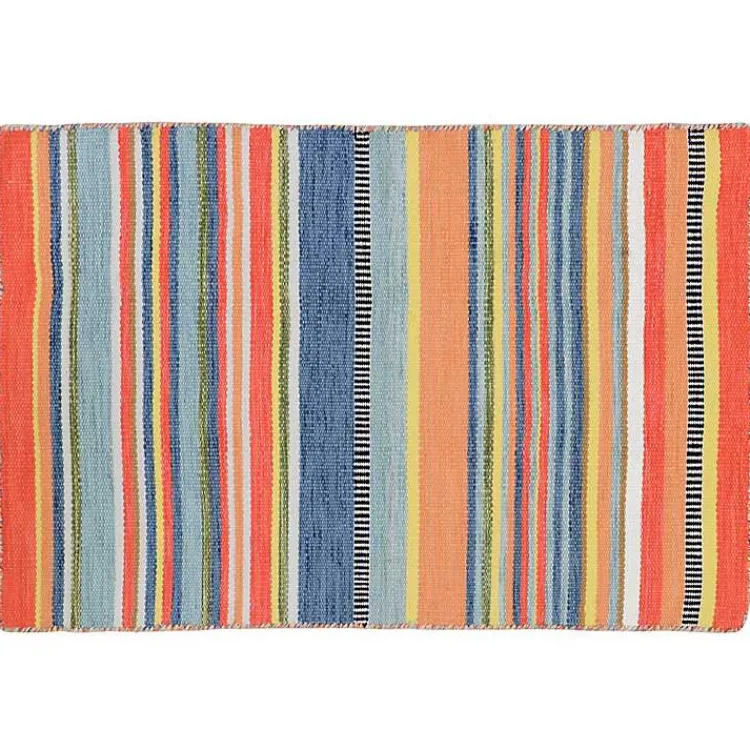 Outdoor Rugs-Kirklands Home Multi Dhurri Stripe Indoor/Outdoor Scatter Rug