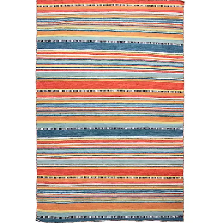 Outdoor Rugs-Kirklands Home Multi Dhurri Stripe Indoor/Outdoor Area Rug, 5x7