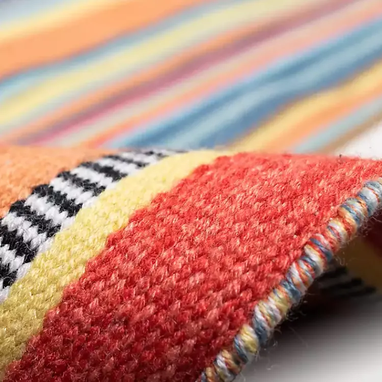 Outdoor Rugs-Kirklands Home Blue Dhurri Stripe Indoor/Outdoor Area Rug, 7x9