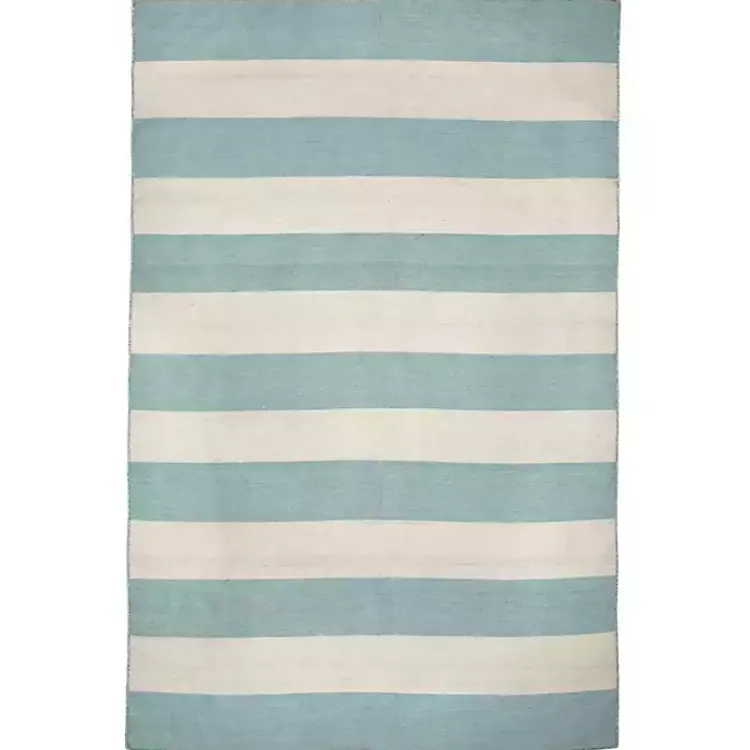 Outdoor Rugs-Kirklands Home Blue Cabana Stripe Indoor/Outdoor Area Rug, 3x5