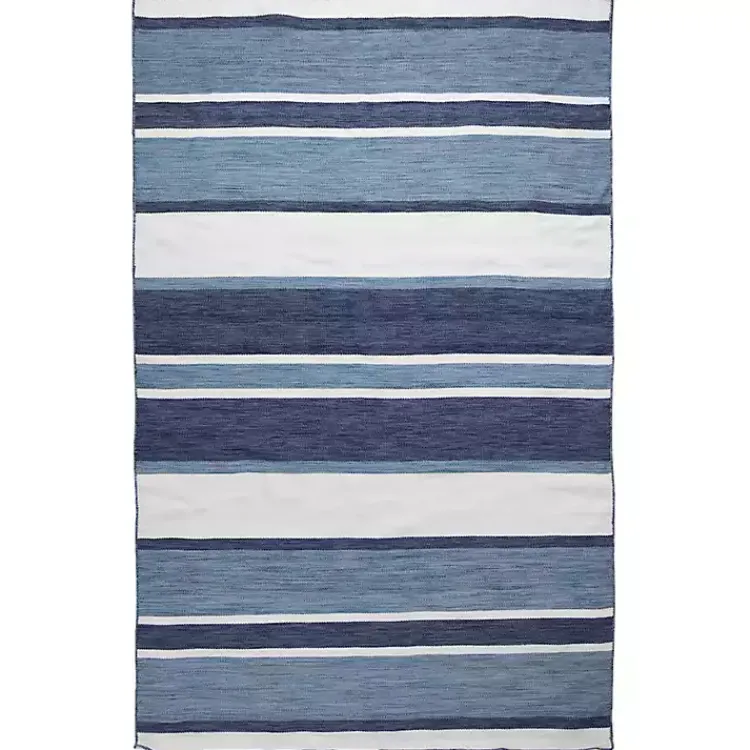 Outdoor Rugs-Kirklands Home Blue Shades Striped Indoor/Outdoor Area Rug, 7x9