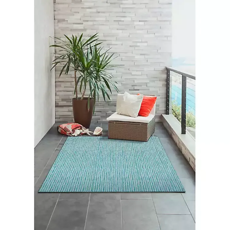 Outdoor Rugs-Kirklands Home Aqua Intertwine Indoor/Outdoorr Area Rug, 6x9 Blue