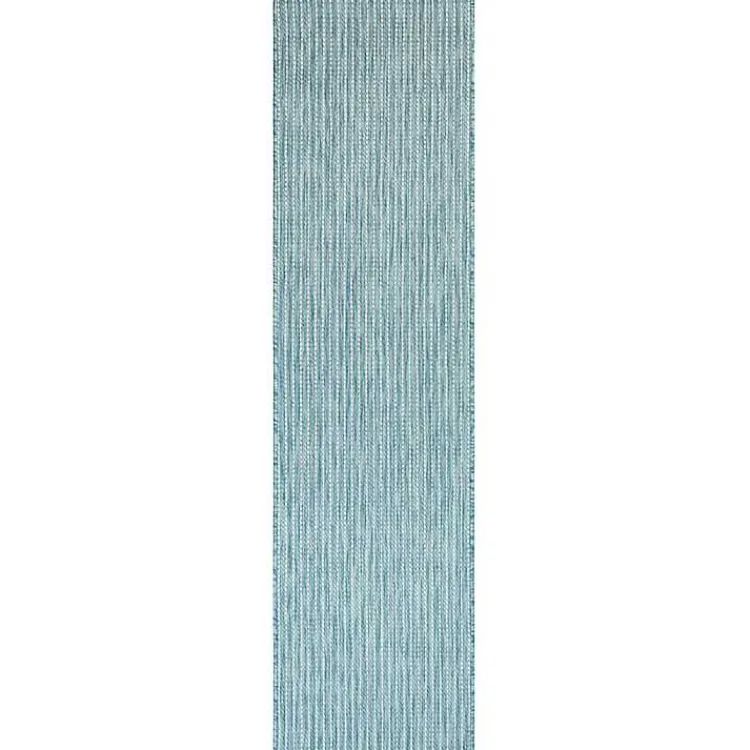 Outdoor Rugs-Kirklands Home Aqua Intertwine Indoor/Outdoor Runner Blue