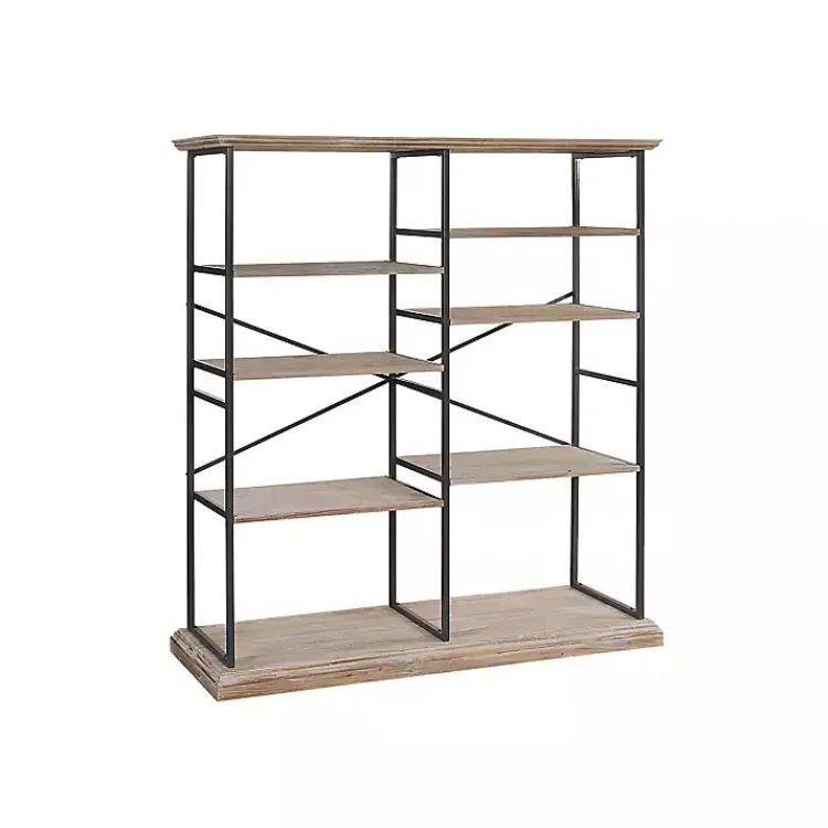 Bookshelves-Kirklands Home Whitewashed Etagere Industrial Bookcase