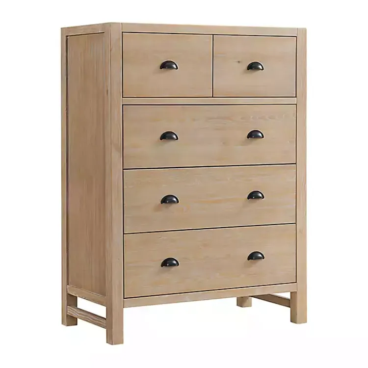 Dressers & Chests-Kirklands Home Light Driftwood 5-Drawer Storage Chest Tan