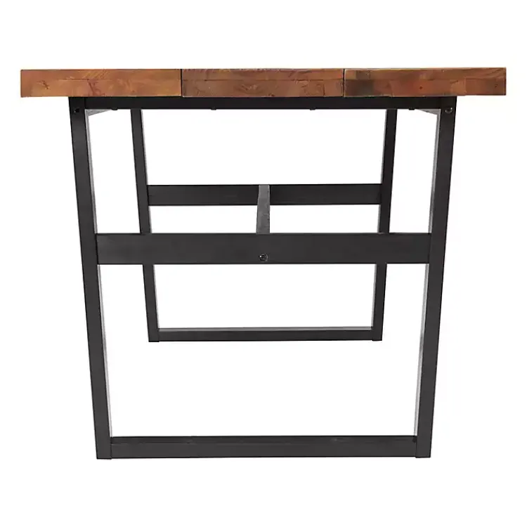 Dining Tables-Kirklands Home Cedar Wood and Black Metal Dining Table Brown